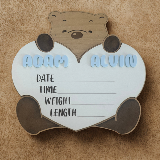 Custom Bear Birth Announcement Sign